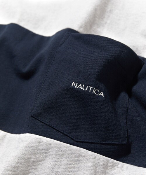 NAUTICA（ノーティカ）の「NAUTICA/ノーティカ Panel Border S/S Pocket Tee/パネルボーダー ショートスリーブTシャツ（Tシャツ/カットソー・メンズ・グリーン/ネイビー/ホワイト/ライトグレー/ブラック・LARGE/SMALL/X-LARGE/MEDIUM）」の17枚目の写真