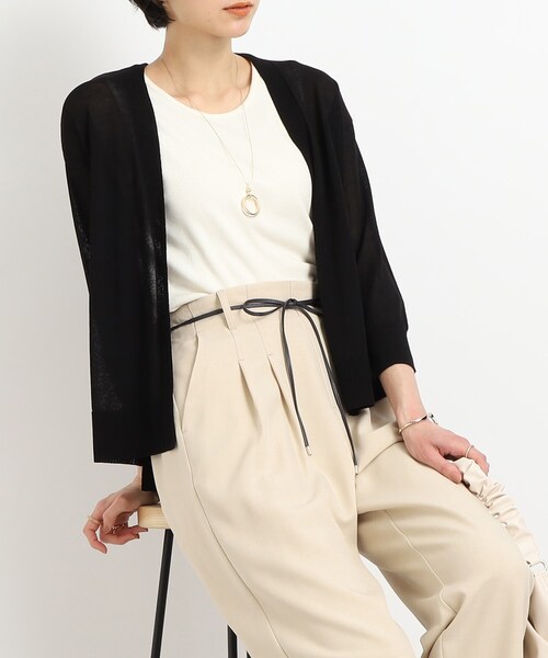 DRESKIP（ドレスキップ）の「◆さらっと羽織って軽やかに トッパ－カーディガン（カーディガン/ボレロ・レディース・イエロー/ネイビー/ライトベージュ/オフホワイト/ダークオレンジ/ブルー/ブラック/グリーン・00）」の3枚目の写真