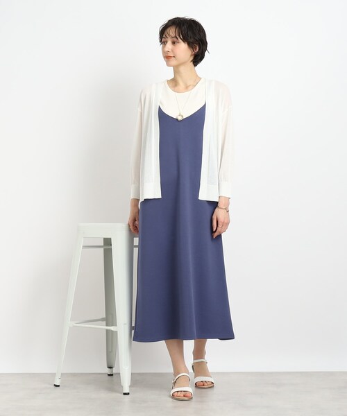 DRESKIP（ドレスキップ）の「◆さらっと羽織って軽やかに トッパ－カーディガン（カーディガン/ボレロ・レディース・イエロー/ネイビー/ライトベージュ/オフホワイト/ダークオレンジ/ブルー/ブラック/グリーン・00）」の9枚目の写真