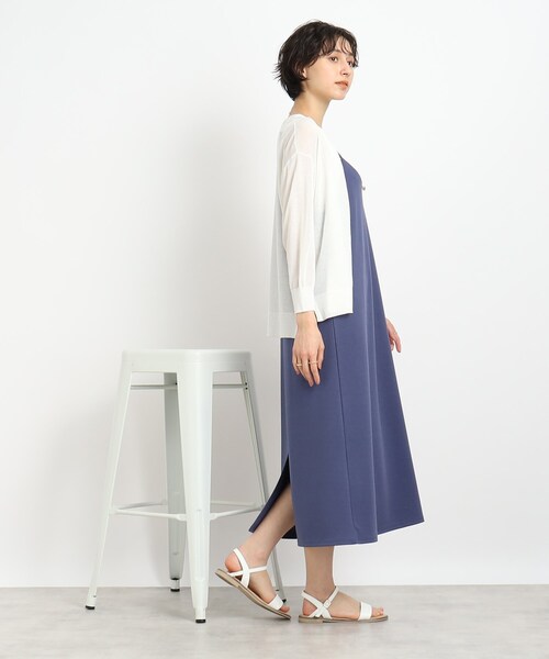 DRESKIP（ドレスキップ）の「◆さらっと羽織って軽やかに トッパ－カーディガン（カーディガン/ボレロ・レディース・イエロー/ネイビー/ライトベージュ/オフホワイト/ダークオレンジ/ブルー/ブラック/グリーン・00）」の10枚目の写真