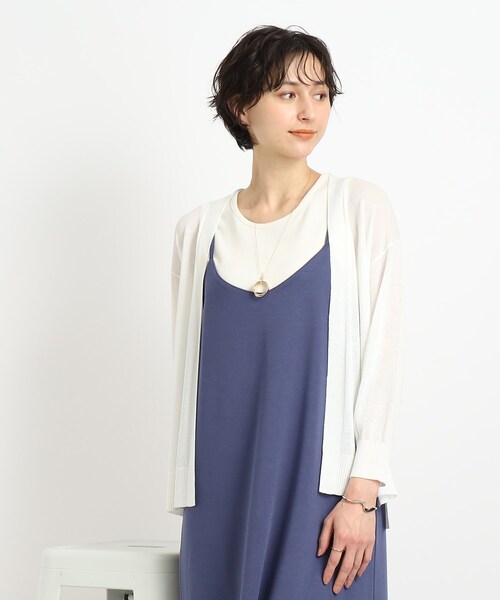 DRESKIP（ドレスキップ）の「◆さらっと羽織って軽やかに トッパ－カーディガン（カーディガン/ボレロ・レディース・イエロー/ネイビー/ライトベージュ/オフホワイト/ダークオレンジ/ブルー/ブラック/グリーン・00）」の12枚目の写真