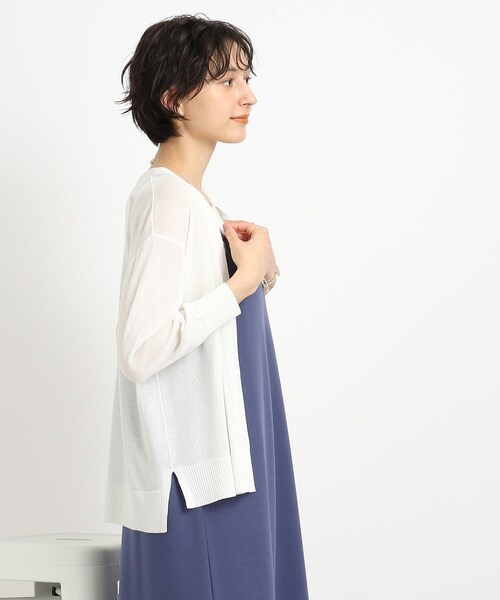 DRESKIP（ドレスキップ）の「◆さらっと羽織って軽やかに トッパ－カーディガン（カーディガン/ボレロ・レディース・イエロー/ネイビー/ライトベージュ/オフホワイト/ダークオレンジ/ブルー/ブラック/グリーン・00）」の13枚目の写真