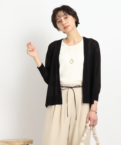 DRESKIP（ドレスキップ）の「◆さらっと羽織って軽やかに トッパ－カーディガン（カーディガン/ボレロ・レディース・イエロー/ネイビー/ライトベージュ/オフホワイト/ダークオレンジ/ブルー/ブラック/グリーン・00）」の18枚目の写真