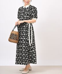 ウエストリボンショルダータックワンピース