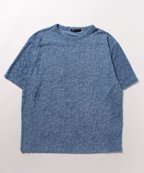 VIBGYOR(ヴィブジョー)の「【VIBGYOR BY AS】レオパード柄パイルJQDクルー/N Tee(BL)(Tシャツ/カットソー・メンズ・ホワイト/ブラック/ブルー・LARGE/MEDIUM)」の3枚目の写真