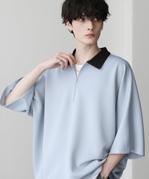 ASTRONOMY | 襟付きハーフジップ半袖ポンチドルマンプルオーバー(ポロシャツ)