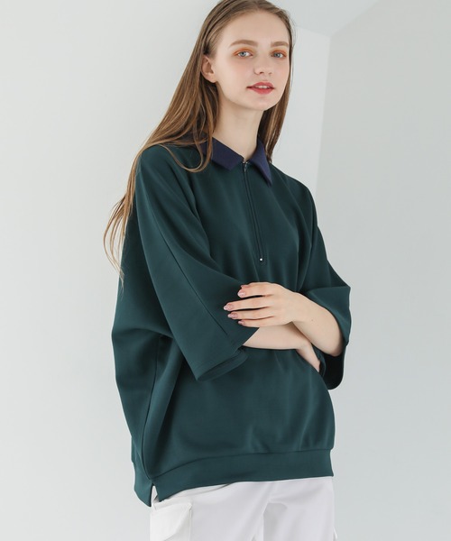 ASTRONOMY(アストロノミー)の「襟付きハーフジップ半袖ポンチドルマンプルオーバー(ポロシャツ・メンズ・ホワイト系/ブラック系/グレー系/グレー系2/グリーン系/ワイン系/ブルー系/グレー系3/ブラック系2・L/XL/M/S)」の15枚目の写真