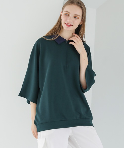 ASTRONOMY(アストロノミー)の「襟付きハーフジップ半袖ポンチドルマンプルオーバー(ポロシャツ・メンズ・ホワイト系/ブラック系/グレー系/グレー系2/グリーン系/ワイン系/ブルー系/グレー系3/ブラック系2・L/XL/M/S)」の13枚目の写真