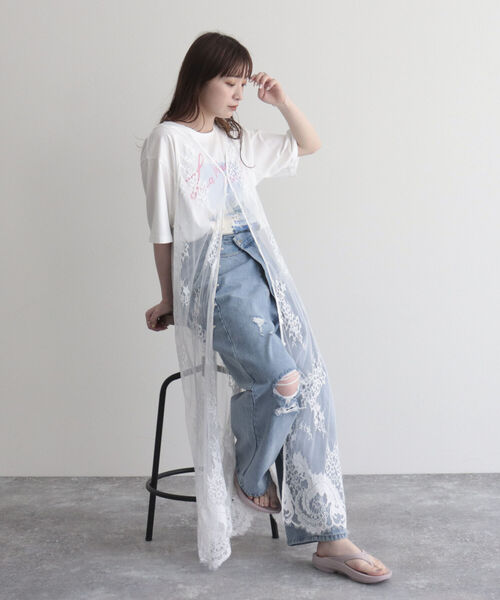 fredy emue（フレディエミュ）の「レース2WAYロングジレ（ベスト・レディース・オフホワイト/ブラック・38）」の11枚目の写真