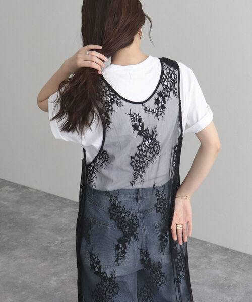 fredy emue（フレディエミュ）の「レース2WAYロングジレ（ベスト・レディース・オフホワイト/ブラック・38）」の12枚目の写真