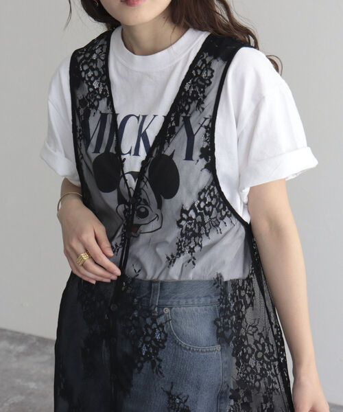 fredy emue（フレディエミュ）の「レース2WAYロングジレ（ベスト・レディース・オフホワイト/ブラック・38）」の20枚目の写真