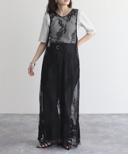 fredy emue（フレディエミュ）の「レース2WAYロングジレ（ベスト・レディース・オフホワイト/ブラック・38）」の9枚目の写真