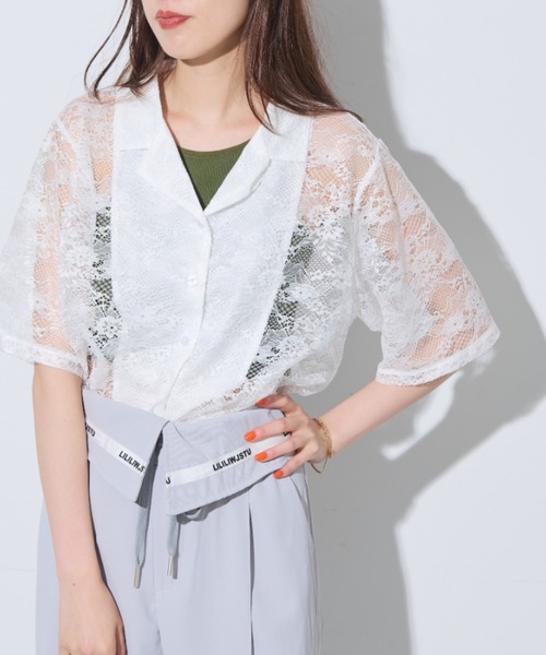 Solace（ソレイス）の「レース開襟オーバーシャツ（シャツ/ブラウス・レディース・ホワイト/ブラック・FREE）」の14枚目の写真