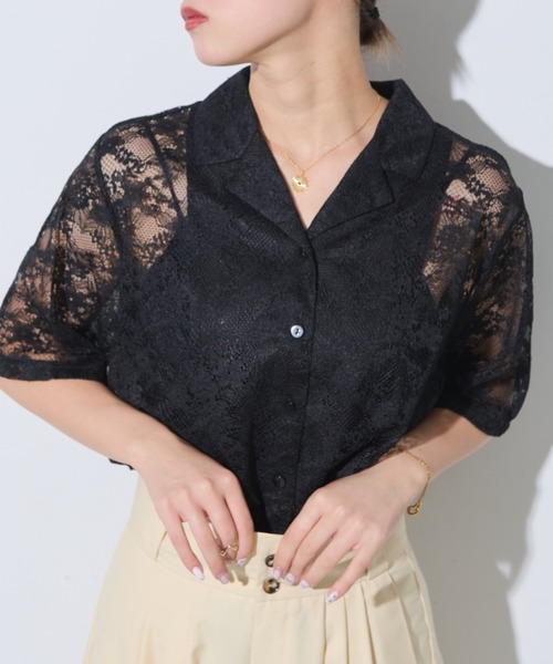 Solace（ソレイス）の「レース開襟オーバーシャツ（シャツ/ブラウス・レディース・ホワイト/ブラック・FREE）」の22枚目の写真