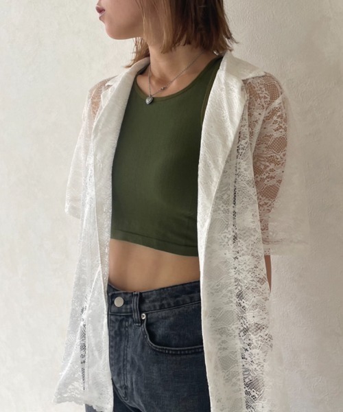 Solace（ソレイス）の「レース開襟オーバーシャツ（シャツ/ブラウス・レディース・ホワイト/ブラック・FREE）」の9枚目の写真