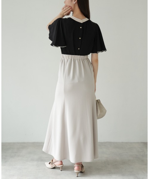 tocco closet(トッコ クローゼット)の「【ZOZO限定】前後2WAY配色フレアスリーブブラウス(シャツ/ブラウス・レディース・ブラック/ベージュ/オフホワイト・M)」の5枚目の写真