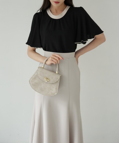 tocco closet(トッコ クローゼット)の「【ZOZO限定】前後2WAY配色フレアスリーブブラウス(シャツ/ブラウス・レディース・ブラック/ベージュ/オフホワイト・M)」の20枚目の写真