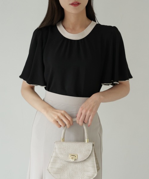 tocco closet(トッコ クローゼット)の「【ZOZO限定】前後2WAY配色フレアスリーブブラウス(シャツ/ブラウス・レディース・ブラック/ベージュ/オフホワイト・M)」の15枚目の写真