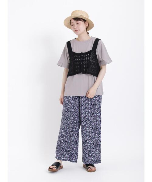 Samansa Mos2（サマンサ モスモス）の「小花柄綿レーヨンストレートパンツ（その他パンツ・レディース・ピンク/パープル/イエロー・F）」の8枚目の写真