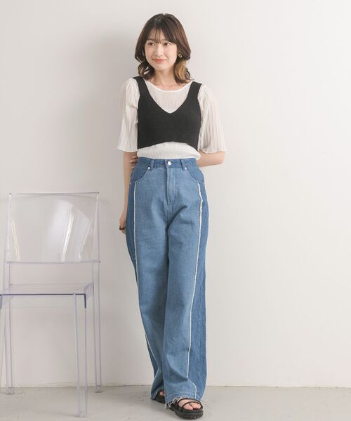 RETRO GIRL(レトロガール)の「サイドラインデニムPT(その他パンツ・レディース・ブラック/ブルー・FREE)」の15枚目の写真