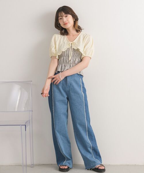 RETRO GIRL(レトロガール)の「サイドラインデニムPT(その他パンツ・レディース・ブラック/ブルー・FREE)」の5枚目の写真
