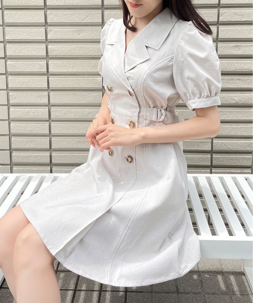NOMAE ミニワンピース NOMAE ワンピース シャツドッキングプリーツミニワンピース