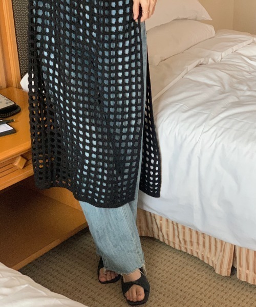 deux amour（ドゥーザムール）の「カギ編みロングジレ（ベスト・レディース・ブラック/ホワイト・FREE）」の22枚目の写真