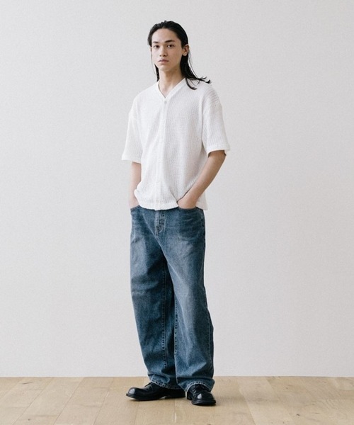 ALAND(エーランド)の「VASTIC/Half Knit カーディガン 2967028(カーディガン/ボレロ・メンズ・ブラック/アイボリー・MEDIUM/LARGE)」の4枚目の写真