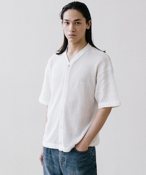 ALAND(エーランド)の「VASTIC/Half Knit カーディガン 2967028(カーディガン/ボレロ・メンズ・ブラック/アイボリー・MEDIUM/LARGE)」の7枚目の写真