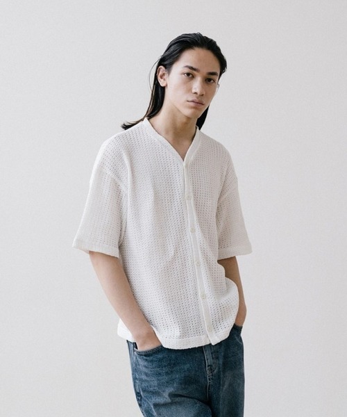 ALAND(エーランド)の「VASTIC/Half Knit カーディガン 2967028(カーディガン/ボレロ・メンズ・ブラック/アイボリー・MEDIUM/LARGE)」の8枚目の写真