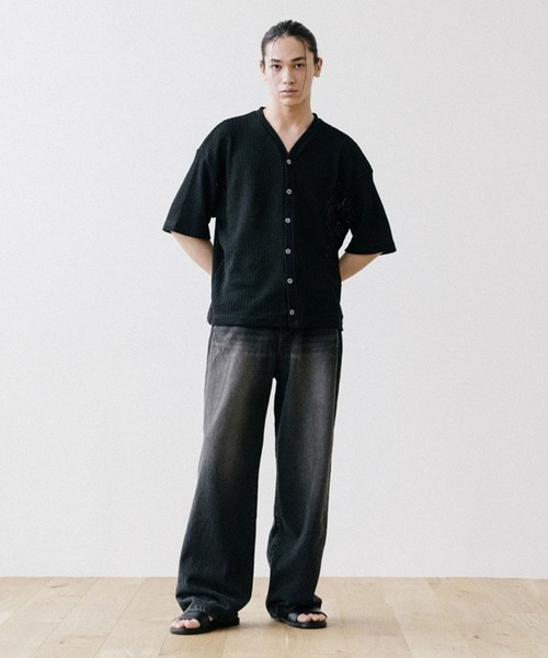ALAND(エーランド)の「VASTIC/Half Knit カーディガン 2967028(カーディガン/ボレロ・メンズ・ブラック/アイボリー・MEDIUM/LARGE)」の11枚目の写真