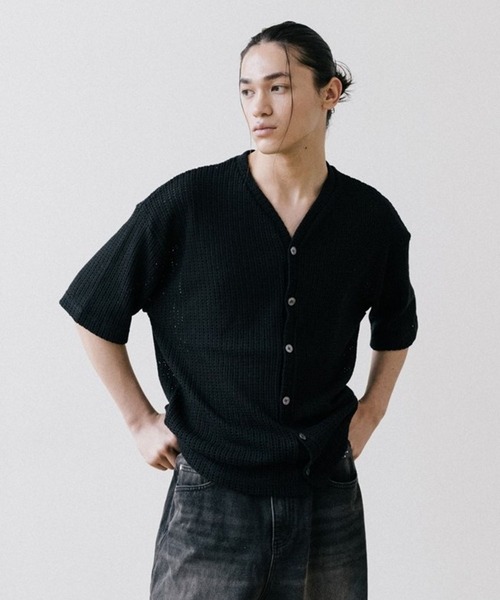 ALAND(エーランド)の「VASTIC/Half Knit カーディガン 2967028(カーディガン/ボレロ・メンズ・ブラック/アイボリー・MEDIUM/LARGE)」の15枚目の写真