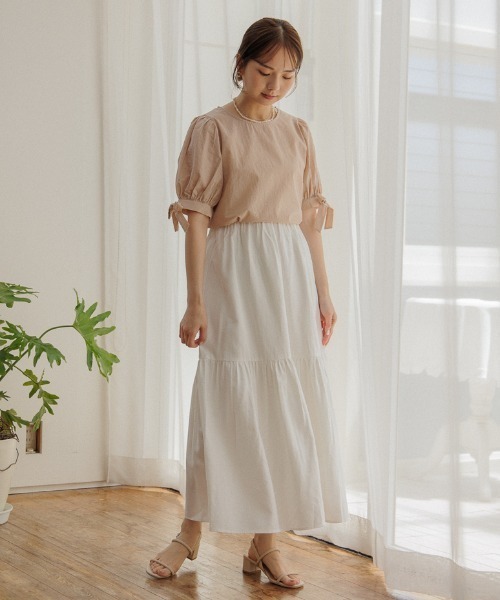 flower（フラワー）の「リボンカフブラウス（シャツ/ブラウス・レディース・ブラウン/ベージュ・FREE）」の8枚目の写真