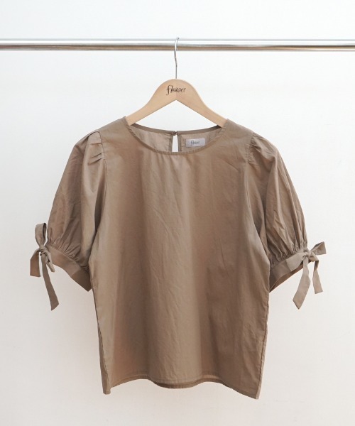 flower（フラワー）の「リボンカフブラウス（シャツ/ブラウス・レディース・ブラウン/ベージュ・FREE）」の4枚目の写真