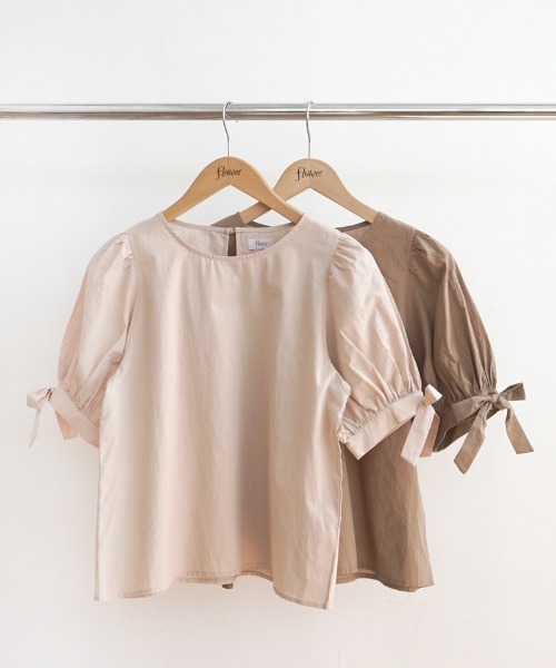 flower（フラワー）の「リボンカフブラウス（シャツ/ブラウス・レディース・ブラウン/ベージュ・FREE）」の10枚目の写真