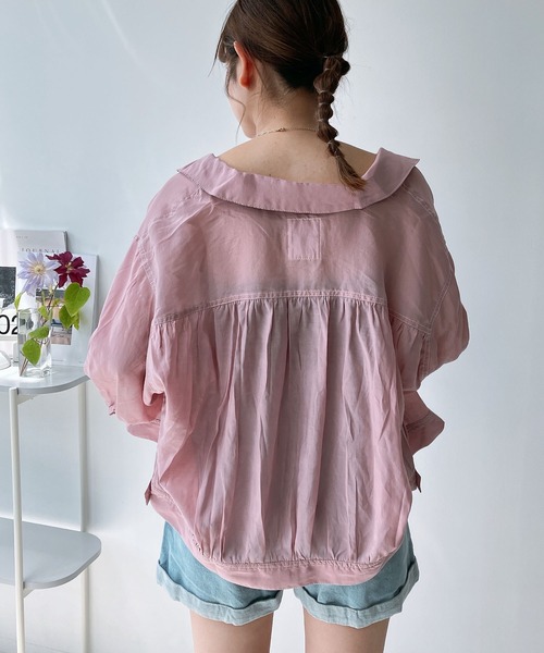 AS KNOW AS plus（アズノゥアズプラス）の「〇ダブルポケットカジュっと5分袖ジャケット（ブルゾン・レディース・インディゴブルー/グレイッシュベージュ/ケミカルウォッシュ/ブラック/オフホワイト/ブラック系/ピンク/ライトグレー/チャコールグレー/グリーン系・FREE）」の10枚目の写真