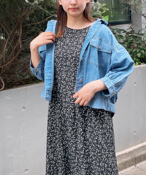 AS KNOW AS plus（アズノゥアズプラス）の「〇ダブルポケットカジュっと5分袖ジャケット（ブルゾン・レディース・インディゴブルー/グレイッシュベージュ/ケミカルウォッシュ/ブラック/オフホワイト/ブラック系/ピンク/ライトグレー/チャコールグレー/グリーン系・FREE）」の17枚目の写真