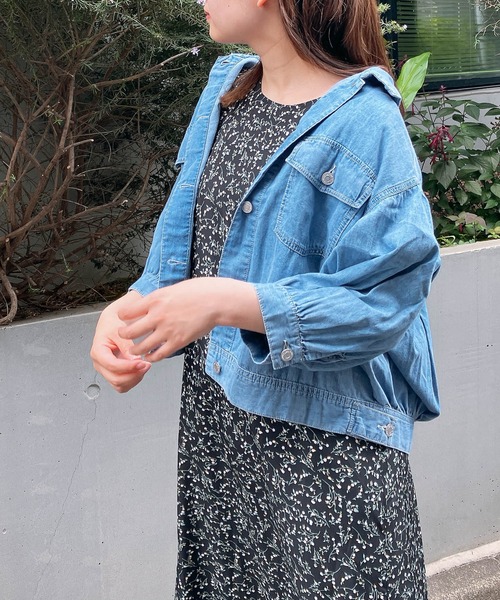 AS KNOW AS plus（アズノゥアズプラス）の「〇ダブルポケットカジュっと5分袖ジャケット（ブルゾン・レディース・インディゴブルー/グレイッシュベージュ/ケミカルウォッシュ/ブラック/オフホワイト/ブラック系/ピンク/ライトグレー/チャコールグレー/グリーン系・FREE）」の19枚目の写真