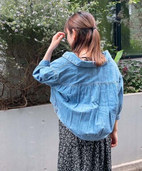 AS KNOW AS plus（アズノゥアズプラス）の「〇ダブルポケットカジュっと5分袖ジャケット（ブルゾン・レディース・インディゴブルー/グレイッシュベージュ/ケミカルウォッシュ/ブラック/オフホワイト/ブラック系/ピンク/ライトグレー/チャコールグレー/グリーン系・FREE）」の21枚目の写真