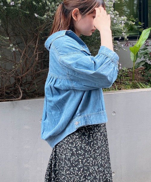 AS KNOW AS plus（アズノゥアズプラス）の「〇ダブルポケットカジュっと5分袖ジャケット（ブルゾン・レディース・インディゴブルー/グレイッシュベージュ/ケミカルウォッシュ/ブラック/オフホワイト/ブラック系/ピンク/ライトグレー/チャコールグレー/グリーン系・FREE）」の20枚目の写真