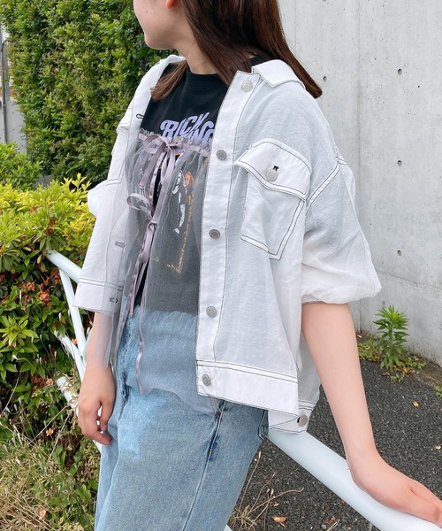 AS KNOW AS plus（アズノゥアズプラス）の「〇ダブルポケットカジュっと5分袖ジャケット（ブルゾン・レディース・インディゴブルー/グレイッシュベージュ/ケミカルウォッシュ/ブラック/オフホワイト/ブラック系/ピンク/ライトグレー/チャコールグレー/グリーン系・FREE）」の15枚目の写真