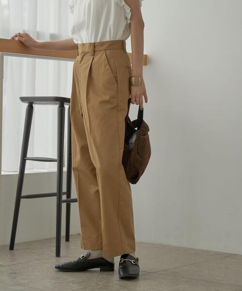 coen（コーエン）の「ワンタックテーパードチノパンツ（チノパンツ・レディース・ブラック/ベージュ・S/M/L）」の8枚目の写真