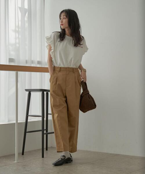 coen（コーエン）の「ワンタックテーパードチノパンツ（チノパンツ・レディース・ブラック/ベージュ・S/M/L）」の9枚目の写真