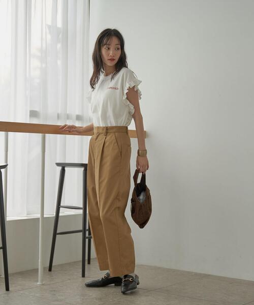 coen（コーエン）の「ワンタックテーパードチノパンツ（チノパンツ・レディース・ブラック/ベージュ・S/M/L）」の11枚目の写真