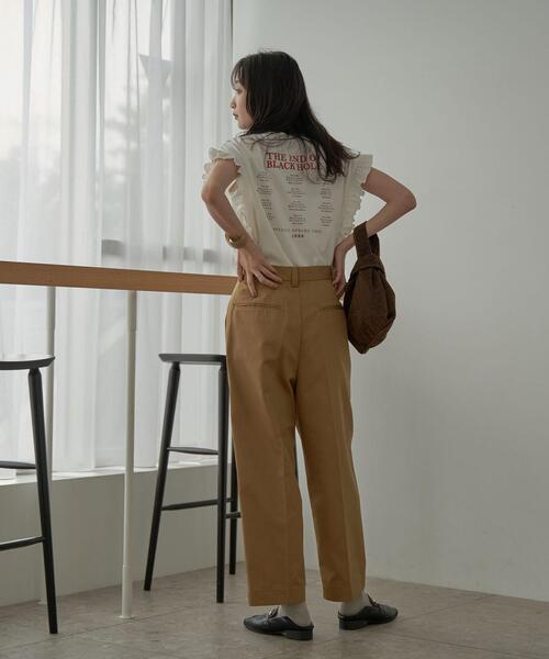 coen（コーエン）の「ワンタックテーパードチノパンツ（チノパンツ・レディース・ブラック/ベージュ・S/M/L）」の12枚目の写真