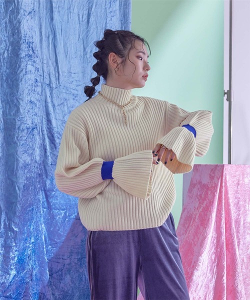 miette(ミエット)の「キャンディスリーブハイネックリブニット(ニット/セーター・レディース・カーキ/レッド/アイボリー・FREE)」の5枚目の写真