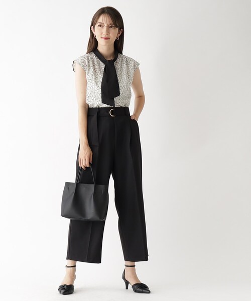 index（インデックス）の「◆セットアップ対応 リネンタッチワイドパンツ【接触冷感/吸水速乾/防シワ/洗濯機洗い可】（その他パンツ・レディース・ブラック/ライトベージュ/ブルー・36/38/40/42）」の12枚目の写真