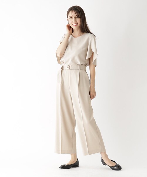 index（インデックス）の「◆セットアップ対応 リネンタッチワイドパンツ【接触冷感/吸水速乾/防シワ/洗濯機洗い可】（その他パンツ・レディース・ブラック/ライトベージュ/ブルー・36/38/40/42）」の6枚目の写真