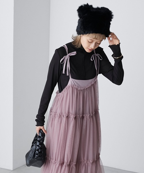 forksy.（フォルクシー）の「【forksy.】ロングファーくまみみニット帽（ニットキャップ/ビーニー・レディース・ライトベージュ/ブラック・FREE）」の4枚目の写真