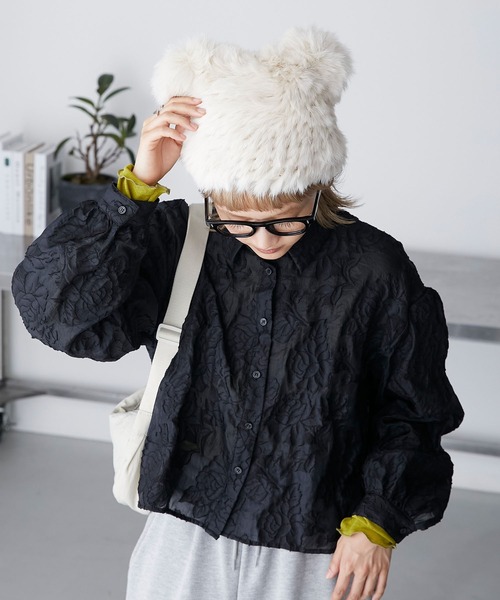 forksy.（フォルクシー）の「【forksy.】ロングファーくまみみニット帽（ニットキャップ/ビーニー・レディース・ライトベージュ/ブラック・FREE）」の13枚目の写真
